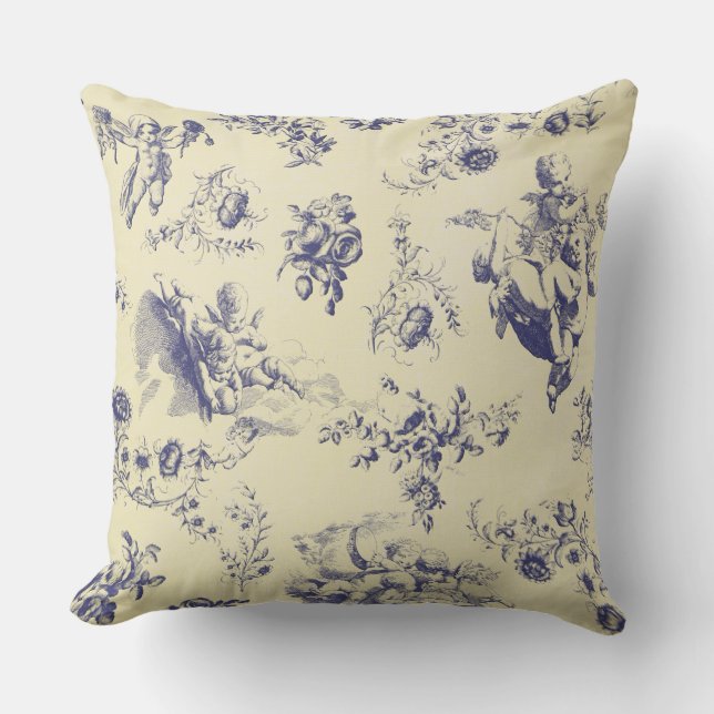 Blutoile French Country Cherub Muster Kissen (Vorderseite)