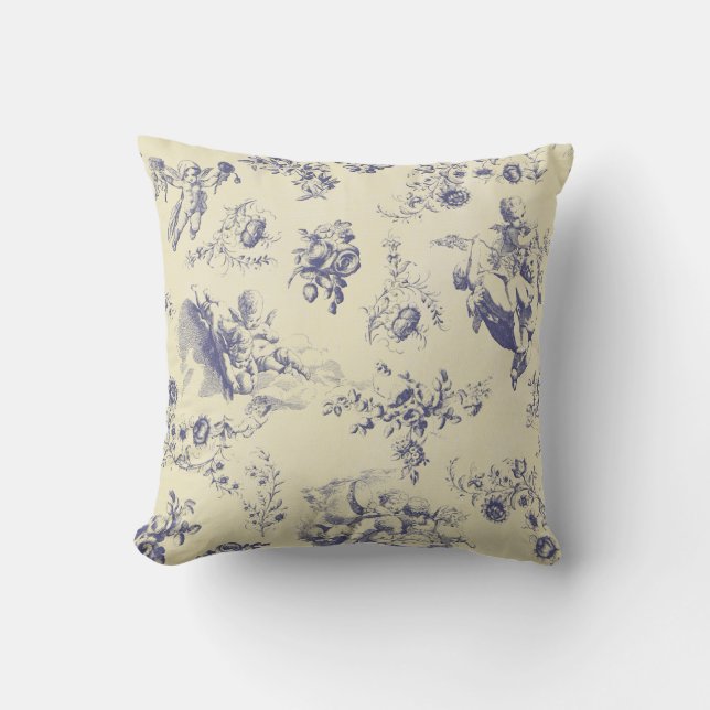 Blutoile French Country Cherub Muster Kissen (Vorderseite)