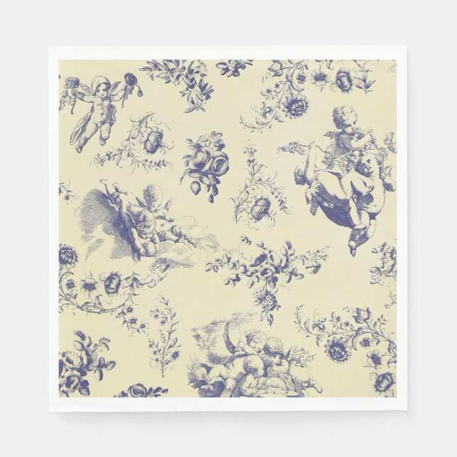 Blutoile French Country Cherub Muster Serviette (Vorderseite)