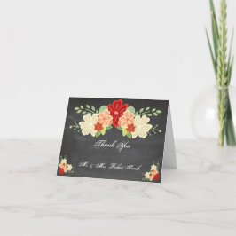 Blutorange-Blumen-Tafel-Hochzeit danken Ihnen Dankeskarte