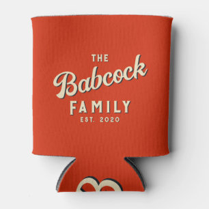 Blutorange Retro Familienname & Jahr Dosenkühler