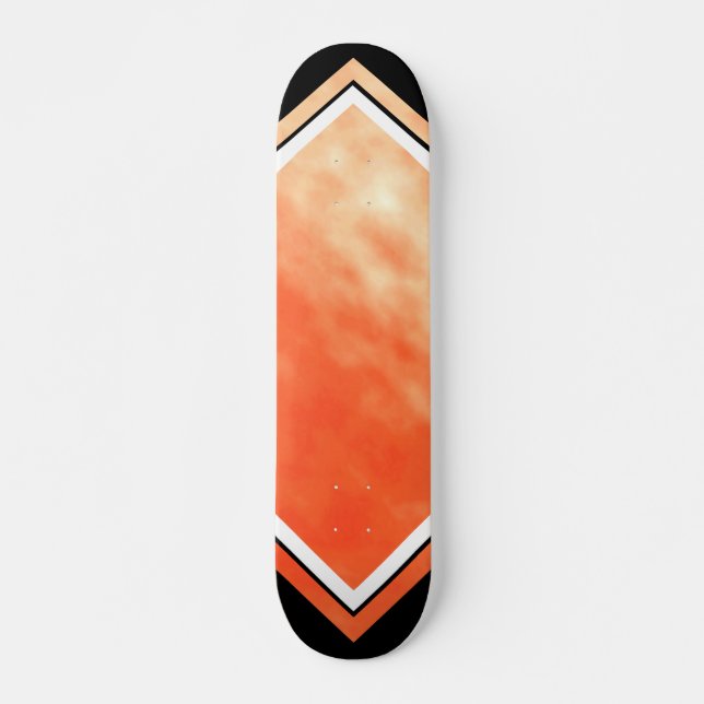 Blutorangefarbenes Schwarz-weißes Cloud-Deck 1 Skateboard (Vorne)