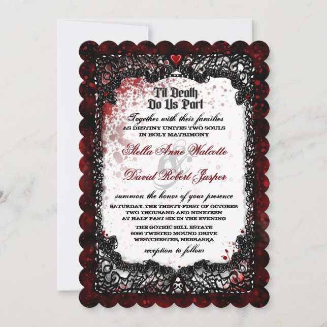 Blutplättete Hochzeit laden "zusammen mit" ein Einladung (Vorderseite)