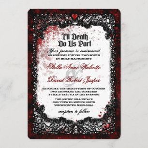 Blutplatziertes Halloween-HochzeitsREZEPTION INFO Einladung