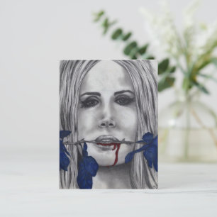 Blutrosen Vampir Frau Porträt Blut Goth Kunst Postkarte