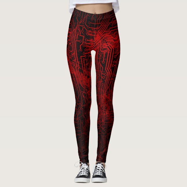 Blutrote Leiterplatte-Adern Leggings (Vorderseite)