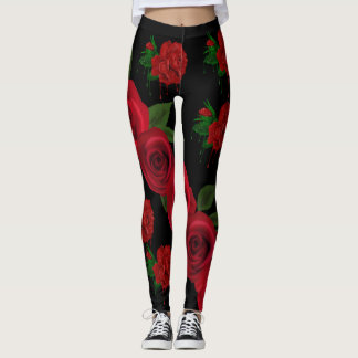 Blutrote Rosen-Leggings Leggings