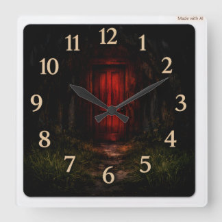 Blutrote Tür Wald Uhr