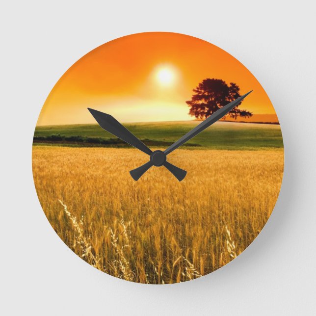 Blutroter Sonnenuntergang Runde Wanduhr (Vorderseite)