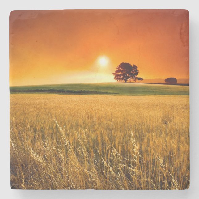 Blutroter Sonnenuntergang Steinuntersetzer (Vorderseite)