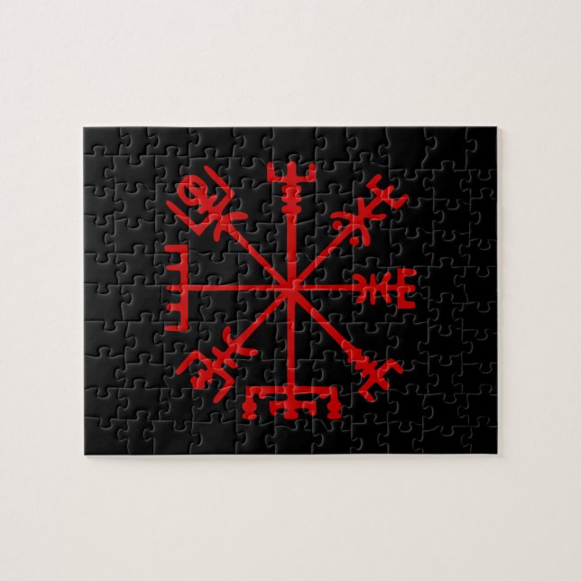 Blutrotes Vegvísir (Viking-Kompass) (Horizontal)