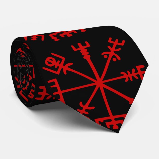 Blutrotes Vegvísir (Viking-Kompass) Krawatte (Gerollt)