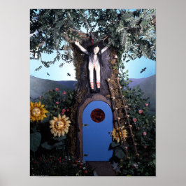 Bluttee und rote String-Puppe im Baumdruck Poster