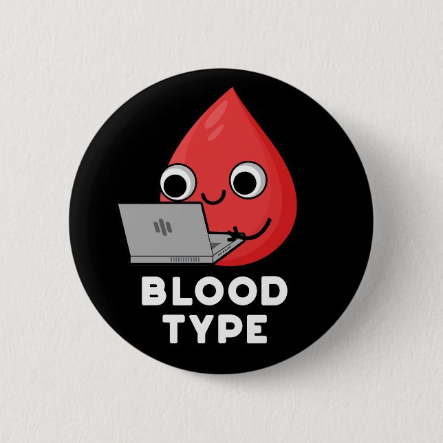 Bluttyp Funny Blood Drop Pun Dark BG Button (Vorderseite)
