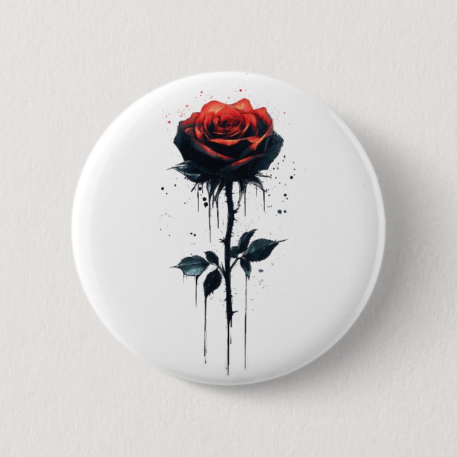 Blutvergießen Rose: Gotische Blumenkunst Button (Vorderseite)