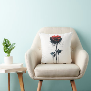 Blutvergießen Rose: Gotische Blumenkunst Kissen