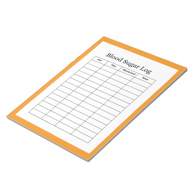 Blutzucker-Log-Tracker Notizblock (angewinkelt)