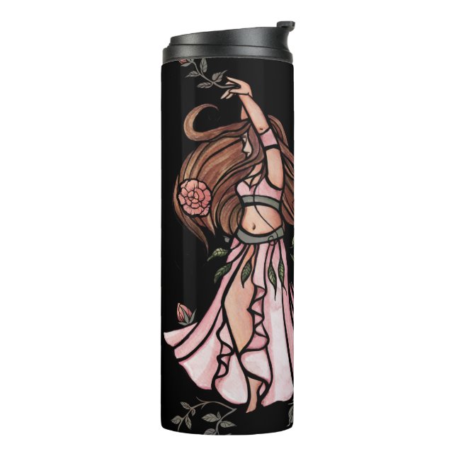Bly Dancers Rose Pink Mauve Rose Bly Tance Thermosbecher (Nach links gedreht)