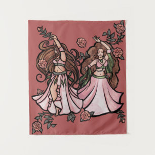 Bly Dancers Rose Pink Mauve Rose Bly Tance Wandteppich