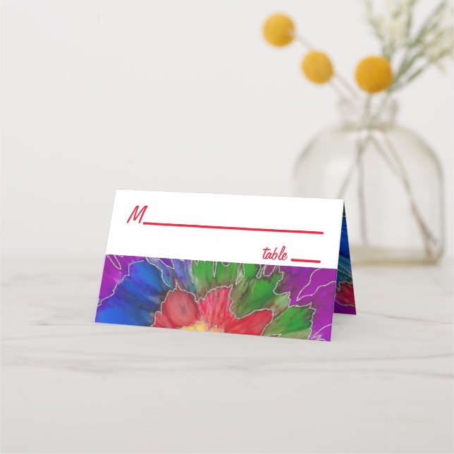 BM Bar an Bat Mitzvah Gefärbte Krawatte Design Pla Platzkarte (Vorderseite)