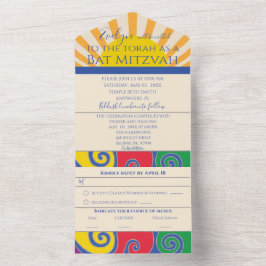 BM Bar Bat Mitzvah All in one Einladung Wirbel