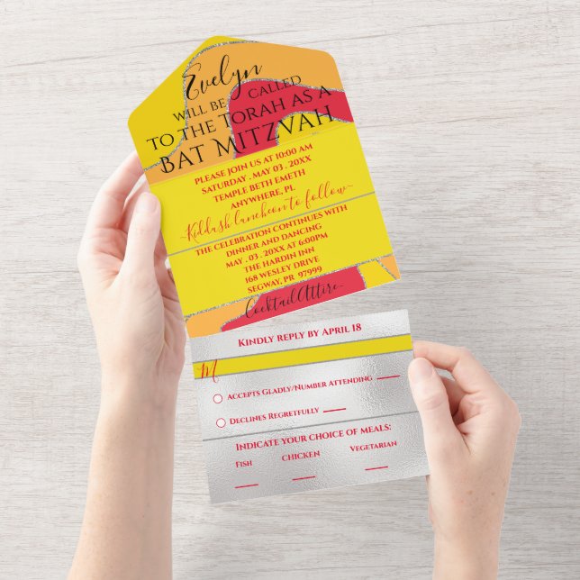 BM Bar Bat Mitzvah Alle eine Einladung Glitzer Wav (Abreißen)