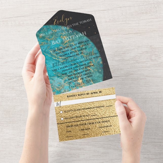 BM Bar Bat Mitzvah Alle eine Einladung zum Weltrau (Abreißen)
