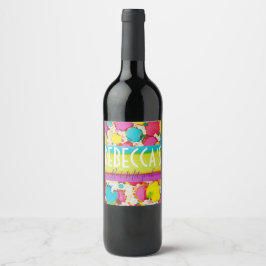 BM Bar Bat mitzvah Confetti Wine Bottle Étiquette