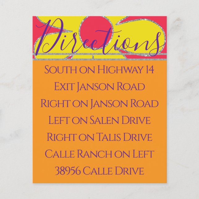 BM Bar Bat Mitzvah Direction Card Blume 2 (Vorderseite)