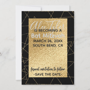 BM Bar Bat Mitzvah Gold Stars Save The Date