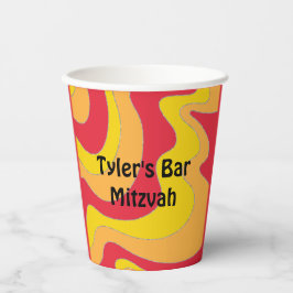 BM Bar Bat Mitzvah Paper Cup Hippie Waves Pappbecher