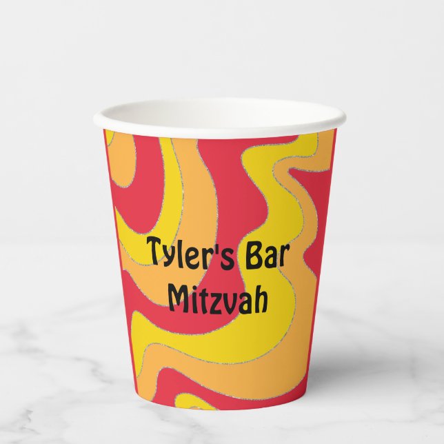 BM Bar Bat Mitzvah Paper Cup Hippie Waves Pappbecher (Vorderseite)