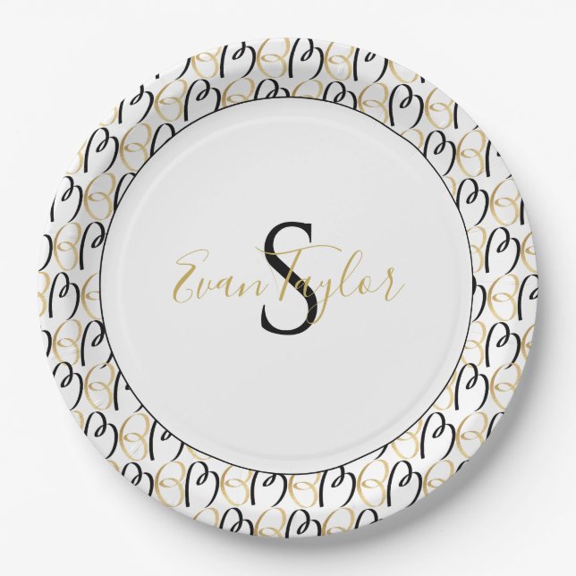 BM Bar Bat Mitzvah Papierplatte Elegantes Gold Sch Pappteller (Vorderseite)