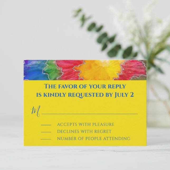 BM Bar Bat Mitzvah Umschließung RSVP Karten Farbti (Stehend Vorderseite)