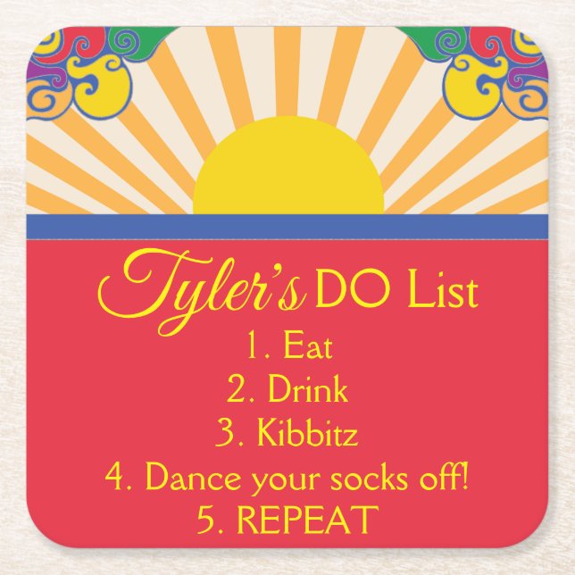 BM Bar oder Bat Mitzvah Ließ Sunshine in Rechteckiger Pappuntersetzer (Vorderseite)