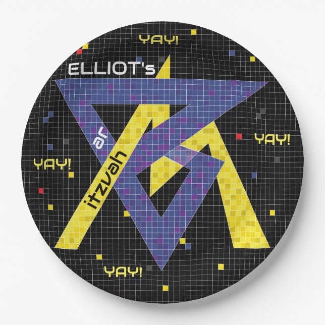 BM Bar oder Bat Mitzvah Paper Plate GAME ON Pappteller (Vorderseite)