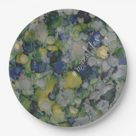 BM Bar oder Bat Mitzvah Papierplatte Blues Silvers Pappteller