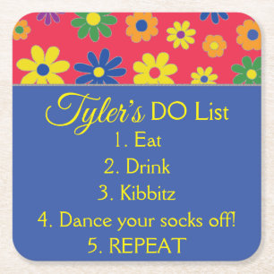 BM Bar or Bat Mitzvah Flower Rechteckiger Pappuntersetzer