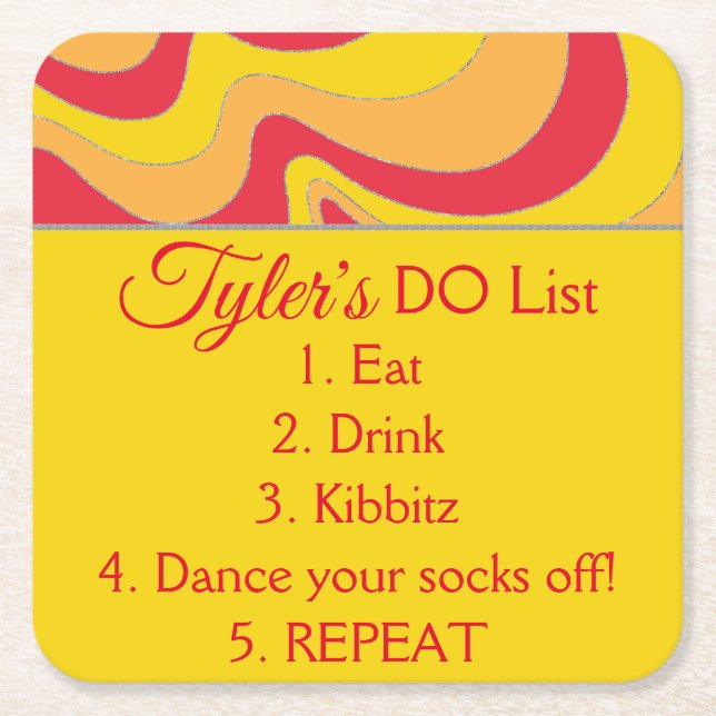 BM Bar or Bat Mitzvah Glitzer Swirl Rechteckiger Pappuntersetzer (Vorderseite)