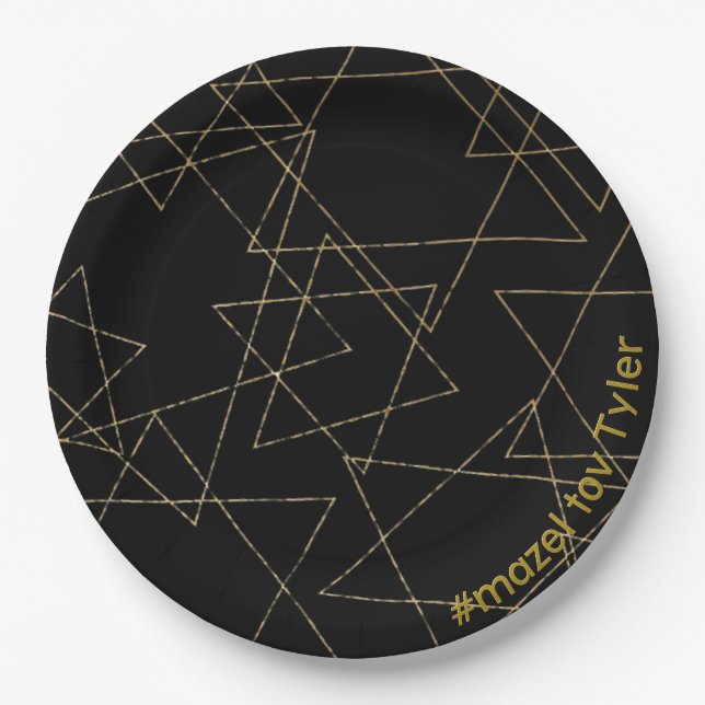 BM Bar or Bat Mitzvah Gold Stars Pappteller (Vorderseite)