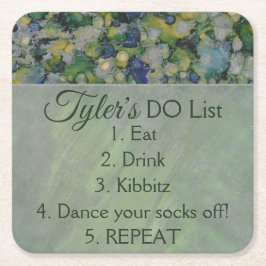 BM Bar or Bat Mitzvah Grüntöne Silvers Rechteckiger Pappuntersetzer