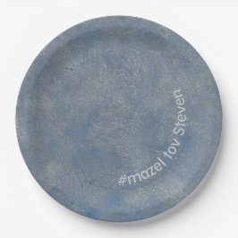 BM Bar or Bat Mitzvah Paper Plate Blues Pappteller