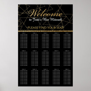 BM Bar und Bat Mitzvah Gold Stars Seekarte Poster