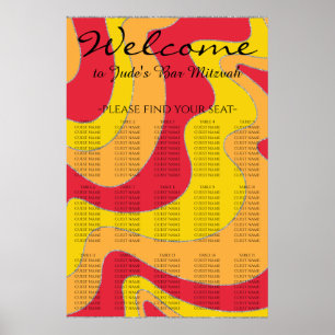 BM Bar und Bat Mitzvah Silvery Waves Seekarte Poster