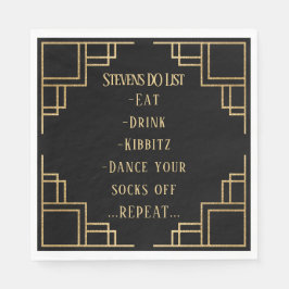BM Bat Bar Mitzvah Black Art Deco Serviette