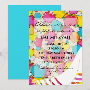 BM Bat Bar Mitzvah Confetti Tallit Einladung