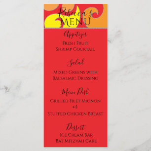 BM Bat Bar Mitzvah Design Food Menu der 1960er Jah Menükarte