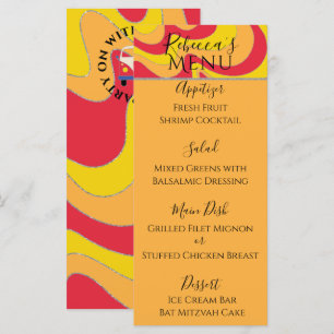 BM Bat Bar Mitzvah Elegant Silvery Swirl Menu des 