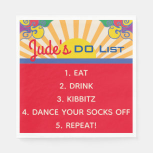 BM Bat Bar Mitzvah Hippie Themed Napkins Serviette
