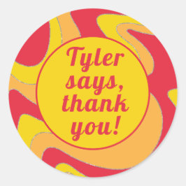 BM Bat Bar Mitzvah Sticker Round Waves